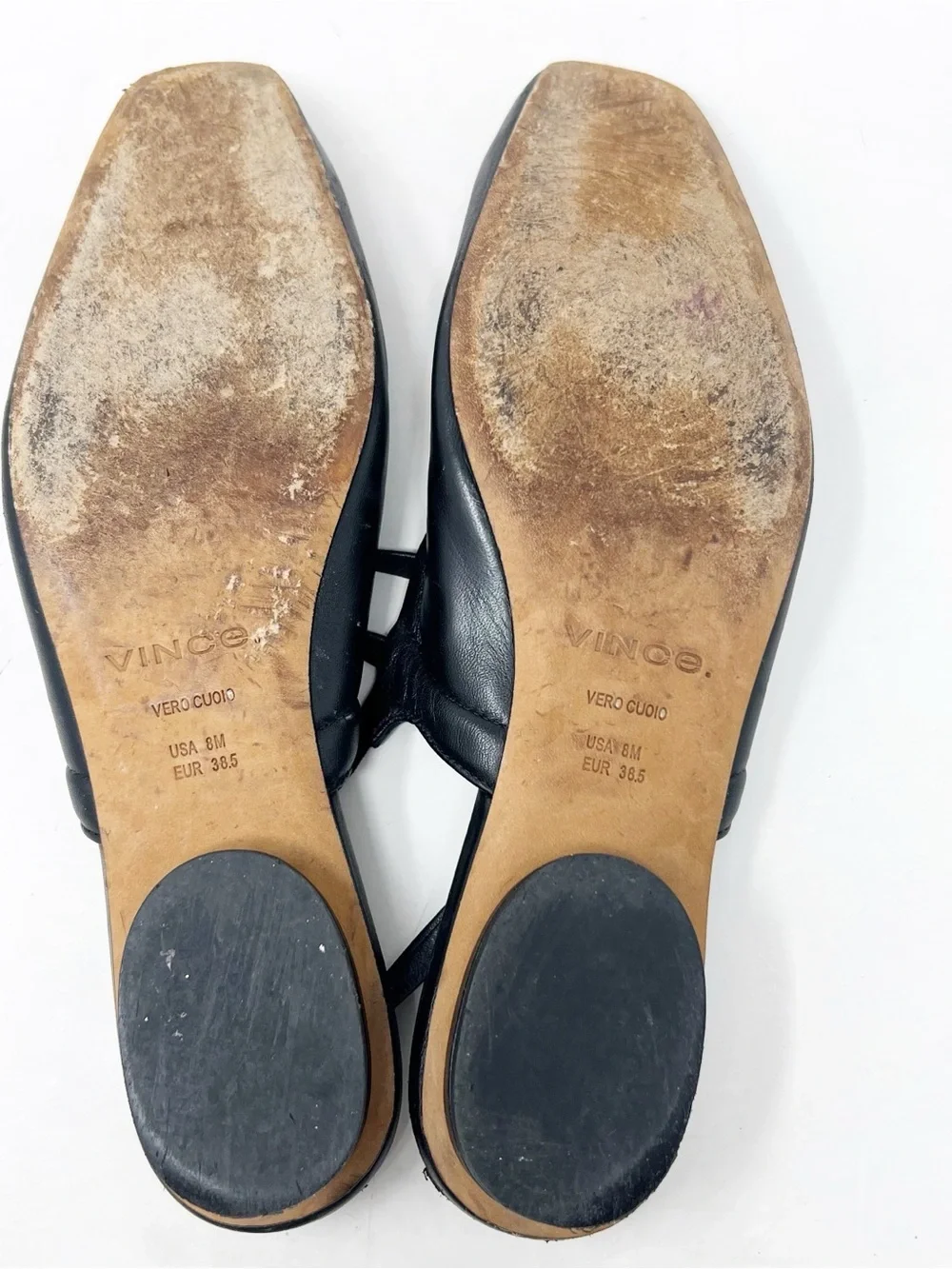 VINCE VENICE SLINGBACK BLACK LEATHER SQUARE TOE MARY JANE BALLET FLATS WOMENS 8
